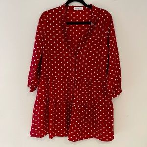Red Polka Dot Tiered Dress